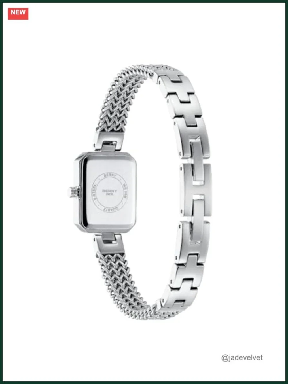 BERNY Dainty Quartz Watch & Bracelet Set for Women Crystal Accent silver-tone